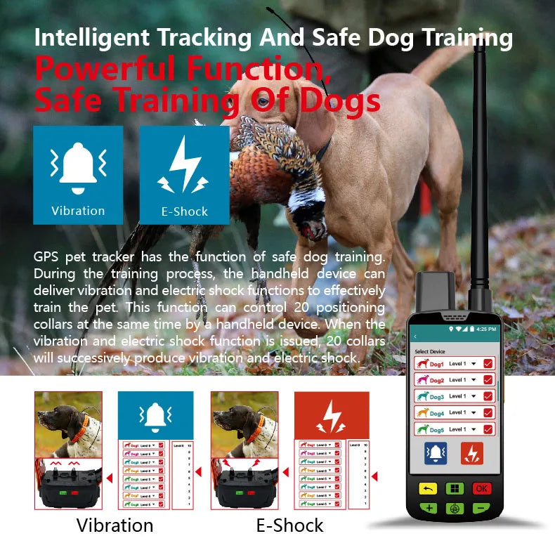 Eseek GPS Hunter Dog Tracker for Hunting Dogs Pet Training Supplies With Handheld And 2 Training Collars
