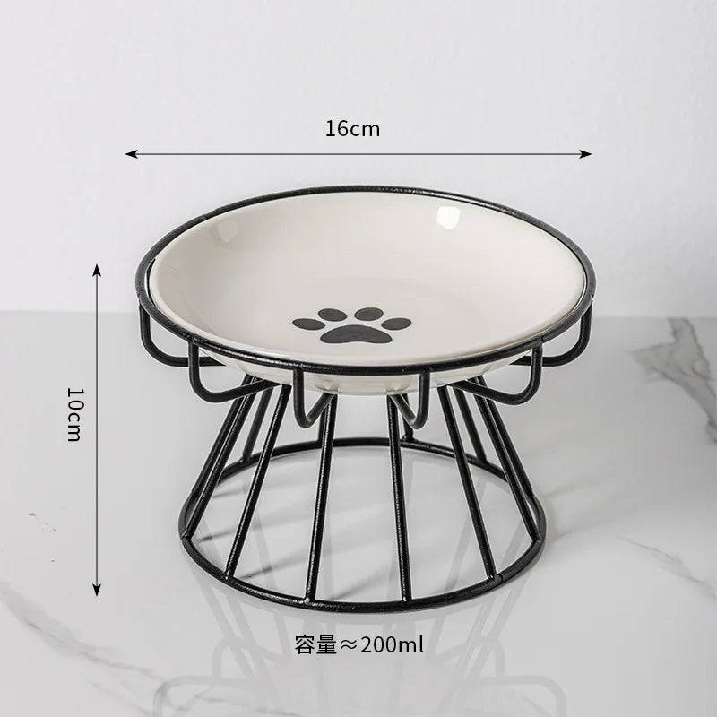 Pet Ceramic Bowl, High Footed Ceramic Cat Food Bowl, Snack Bowl, Anti Overturning Indoor & Outdoor Feeding Drinking Accessories