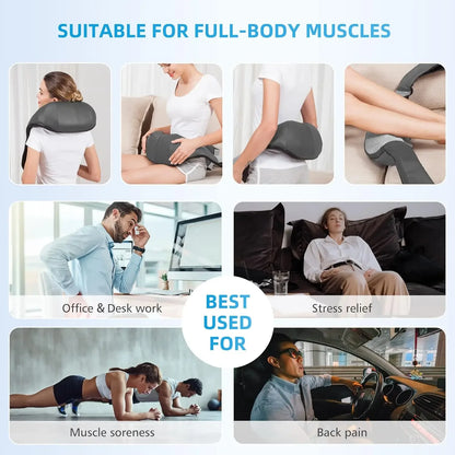 Back Massager, Heated Shiatsu Neck Massager, Portable Full Body Massager,Deep Kneading Shoulder Electric Massage shawl,Waist Leg