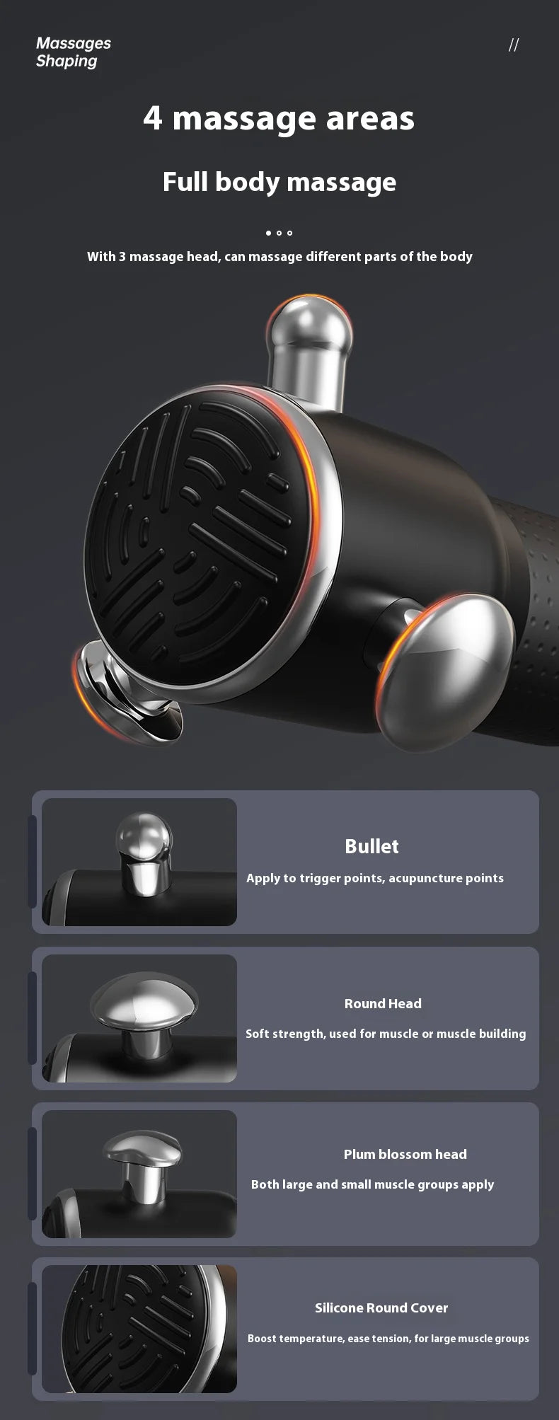 Multi-function Fascia Release Instrument Three-dimensional High-frequency Vibration 4 Massage Areas Full Body Massage 3 Gear