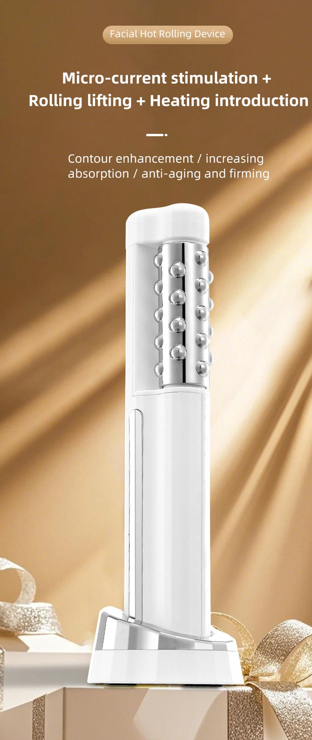2026 Latest Facial Rolling Massager Device Heated Roller Firming Face EMS 360 Rotating Wrinkle Remover Improve Facial Depression