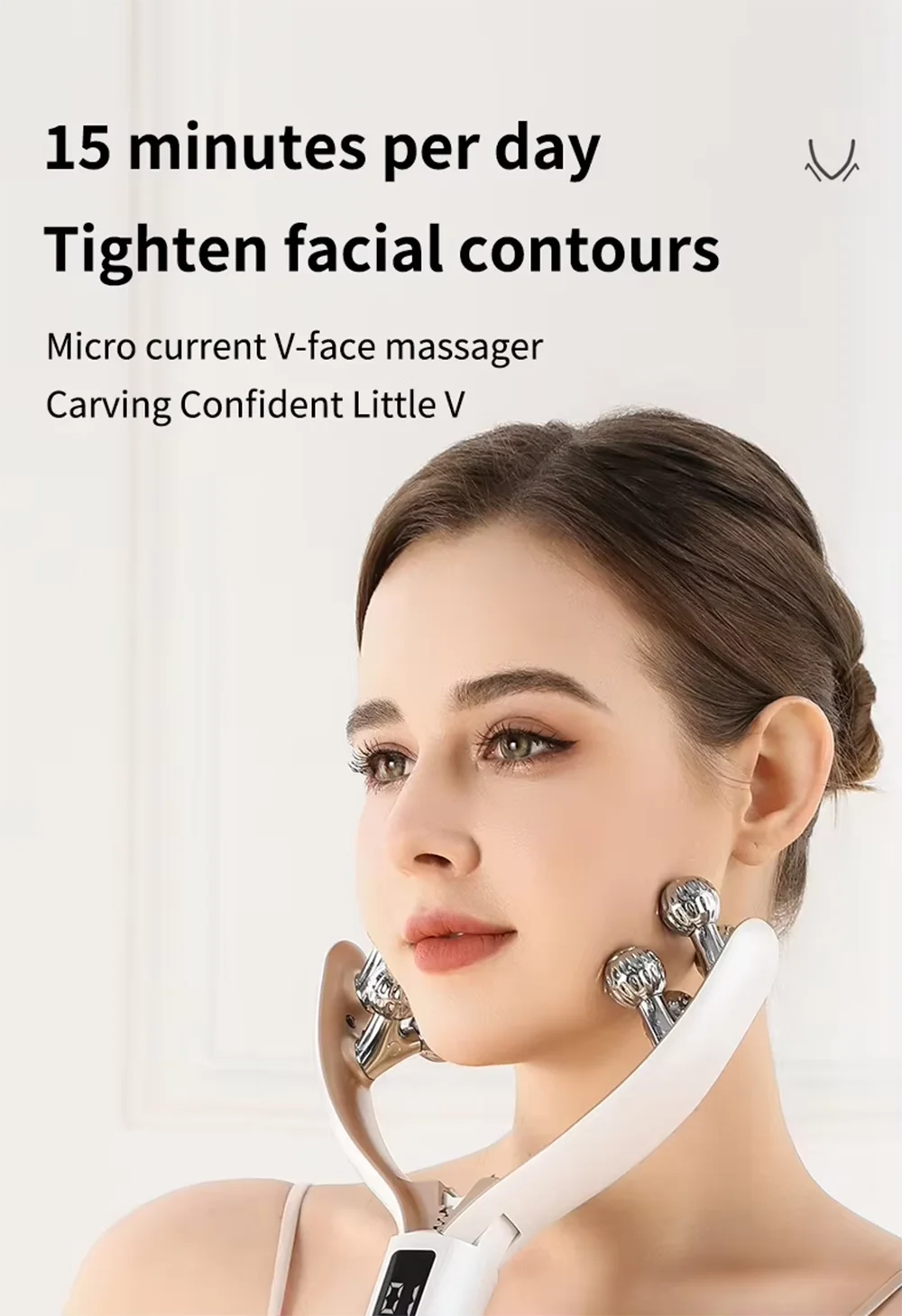 V Face Lifting Roller Massager Microcurrent EMS RF Red Blue Light Therapy Vibrating Face Slimmer Neck Firming Anti Wrinkle Beaut