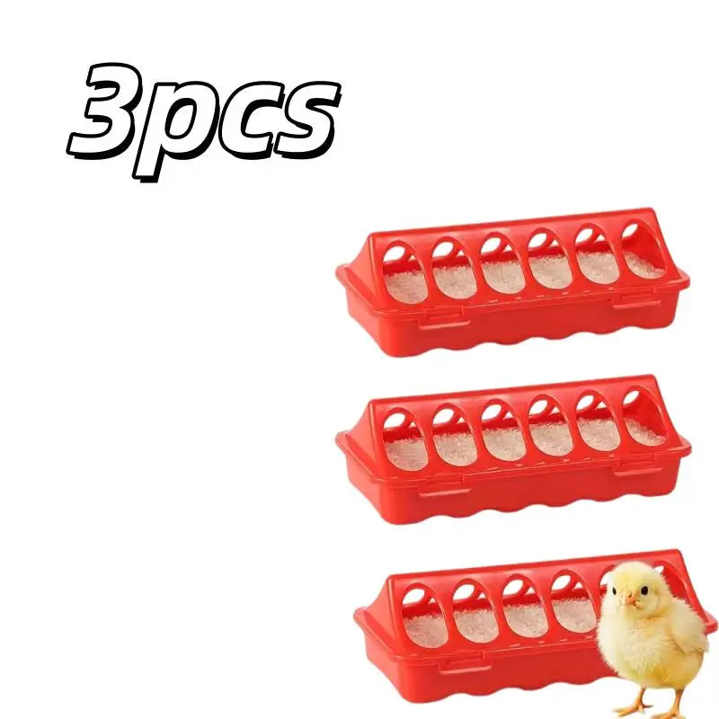 3pcs 20cm Poultry Feeder Troughs – Flip-Top Plastic, Spill-Proof for Baby Chickens & Quail