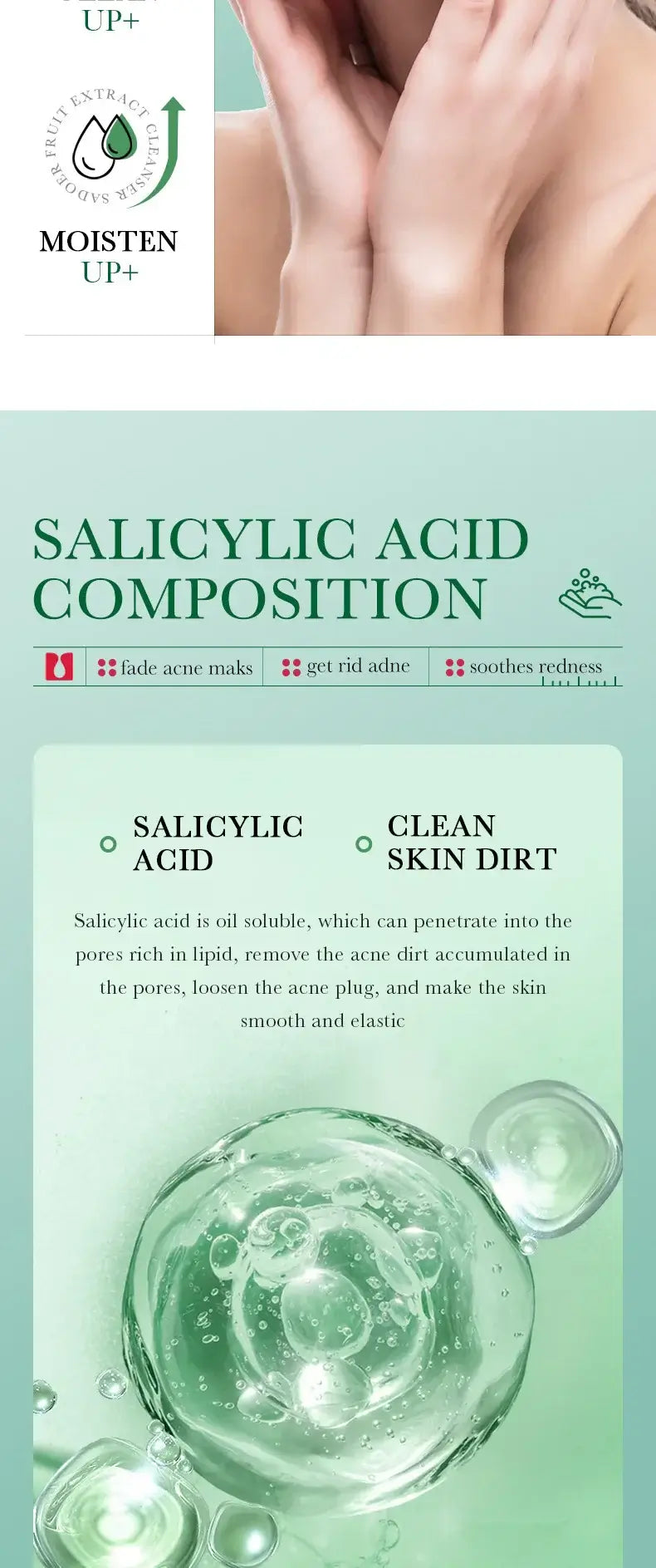 BIOAOUA Salicylic Acid Facial Cleanser Acne Treatment Moisturizing Oil Control Skincare Face Wash Foam Face Cleanser Skin Care