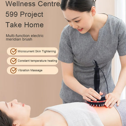 Eletric Guahsa Massager Meridian Massage Brush Lymphatic Drainage Machine Heating Microcurrent Body Back Massager Anti Cellulite