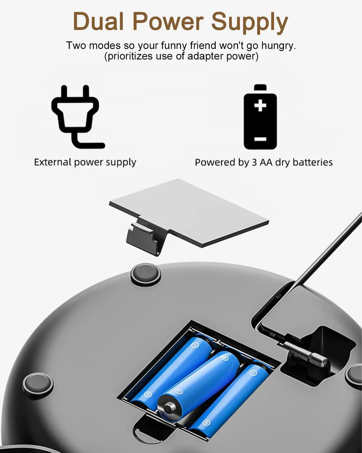 Automatic Cat Feeders, 4L Timed Cat Dry Food Dispenser, Dual Power Supply, Programmable Portion Size, Auto Pet Feeder