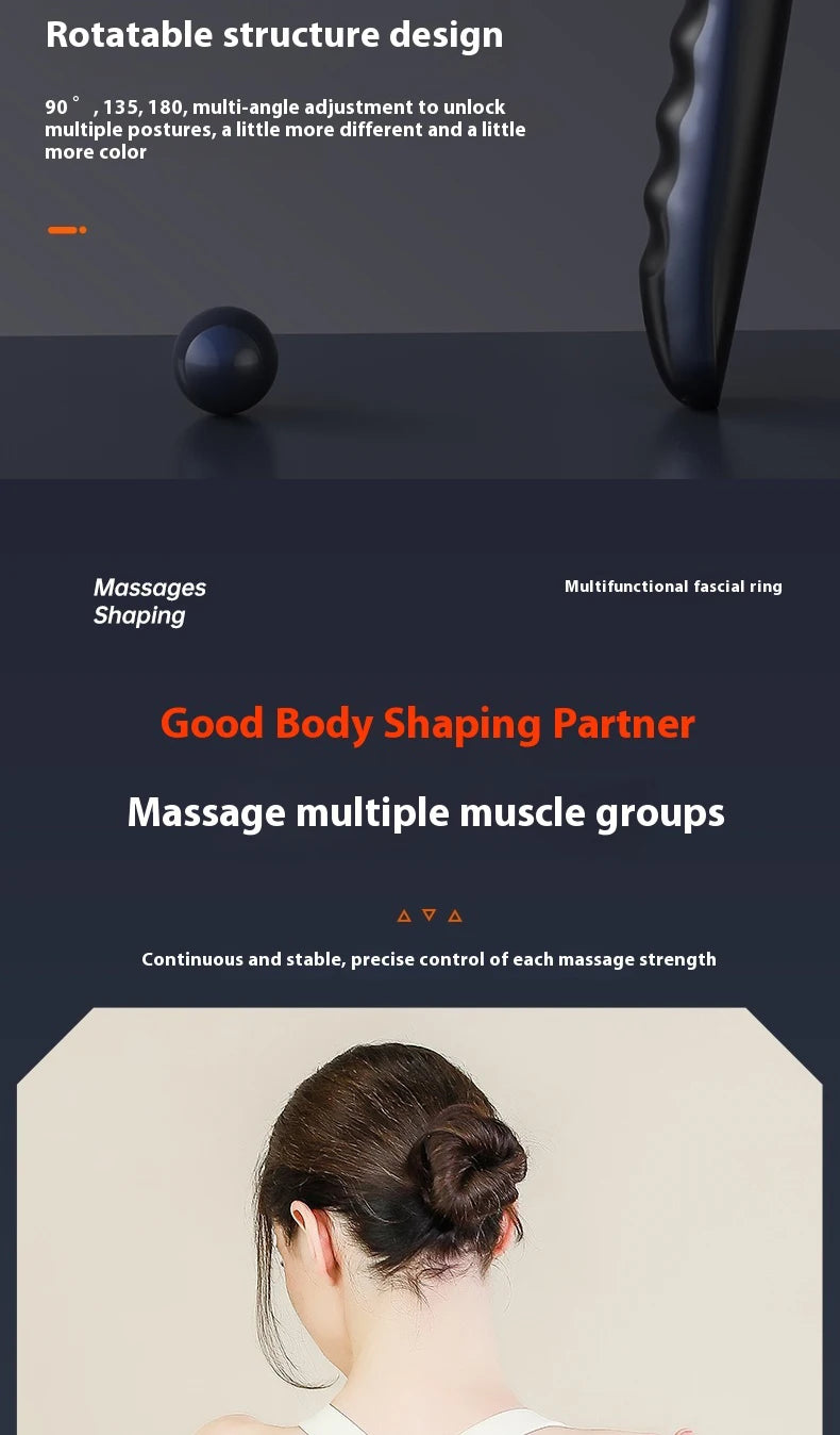 Fascia Gun Massage with Hot and Cold Heads Adjustable Angles Portable Percussion Back Massager for Muscle Neck Body Fitness