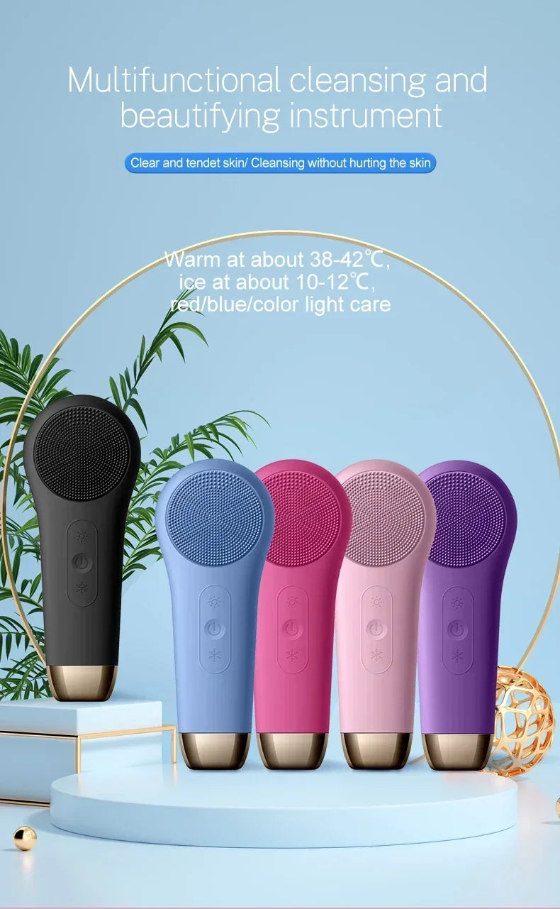 Electric Face Cleanser Facial Cleansing Brush Silicone Ultrasonic Vibration Deep Pores Blackhead Cleaning Washing Skin Massager