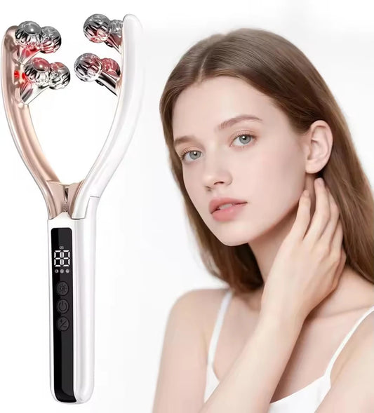V Face Lifting Roller Massager Microcurrent EMS RF Red Blue Light Therapy Vibrating Face Slimmer Neck Firming Anti Wrinkle Beaut