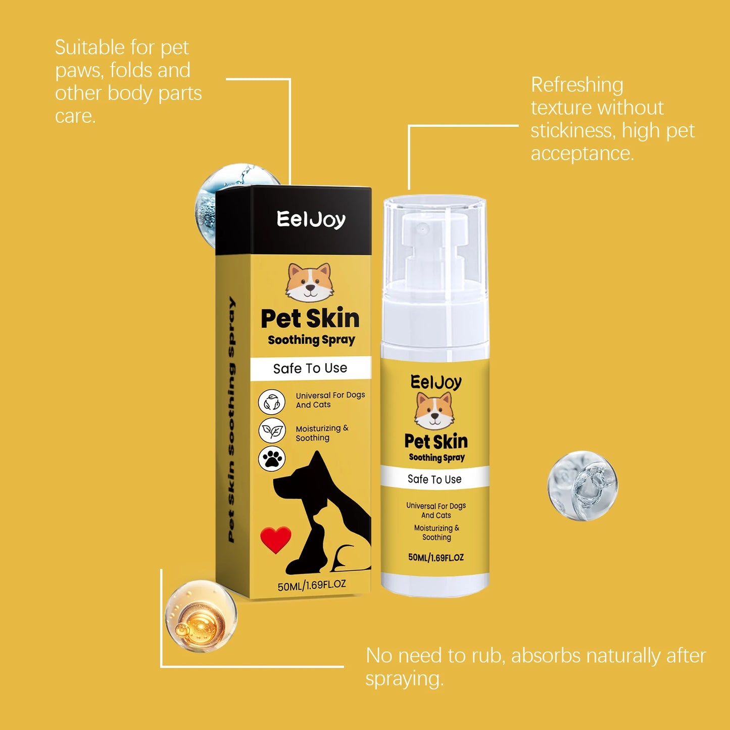 Pet Skin Care Spray - Gentle Cleaning and Care for Cat and Dog Skin, Specially Designed Pet Care Spray