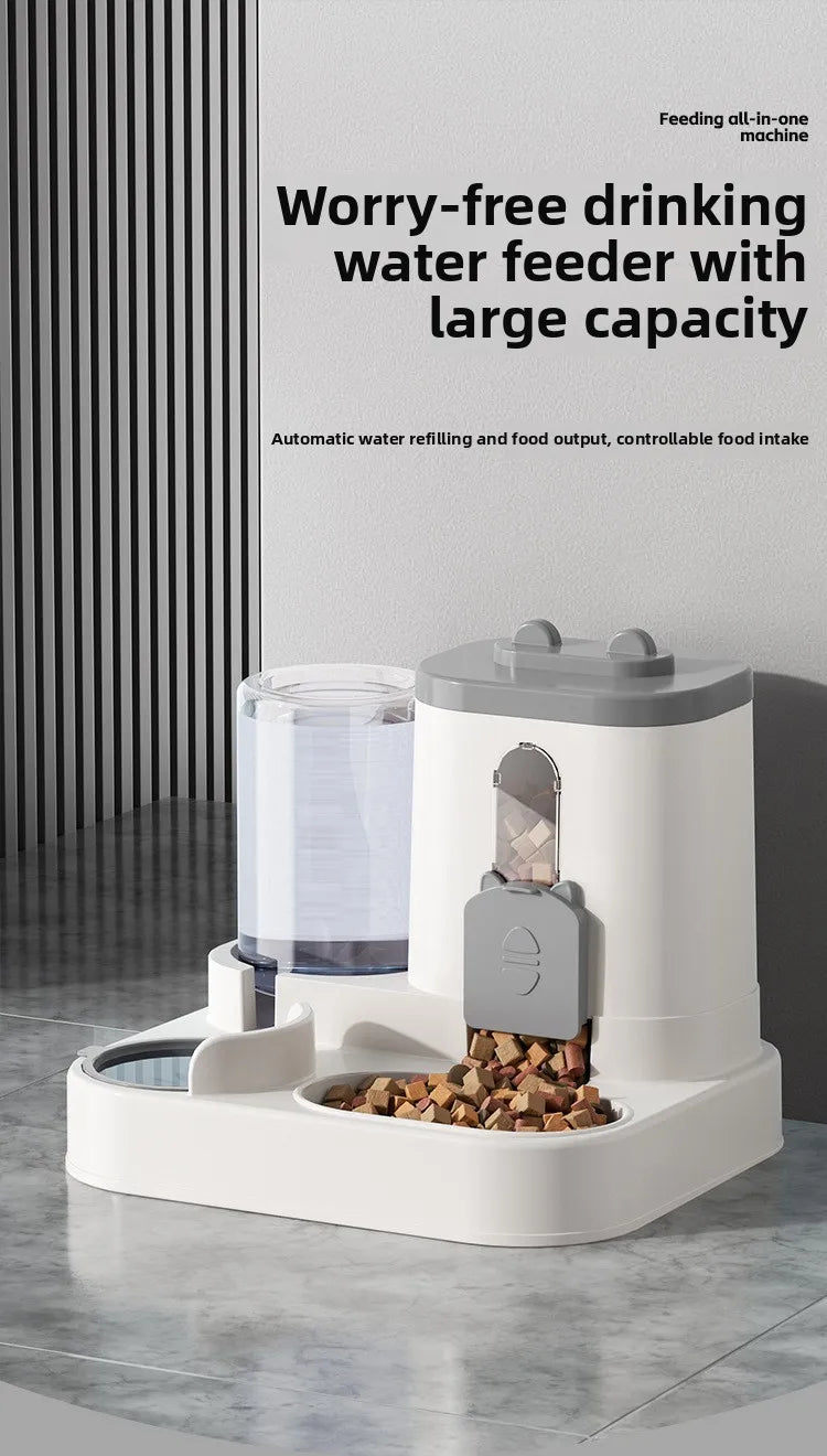 Cat Bowl Automatic Feeder with Spill Proof Design with Water Fountain Pet Food Dispenser for Small Medium Large Cats Dogs