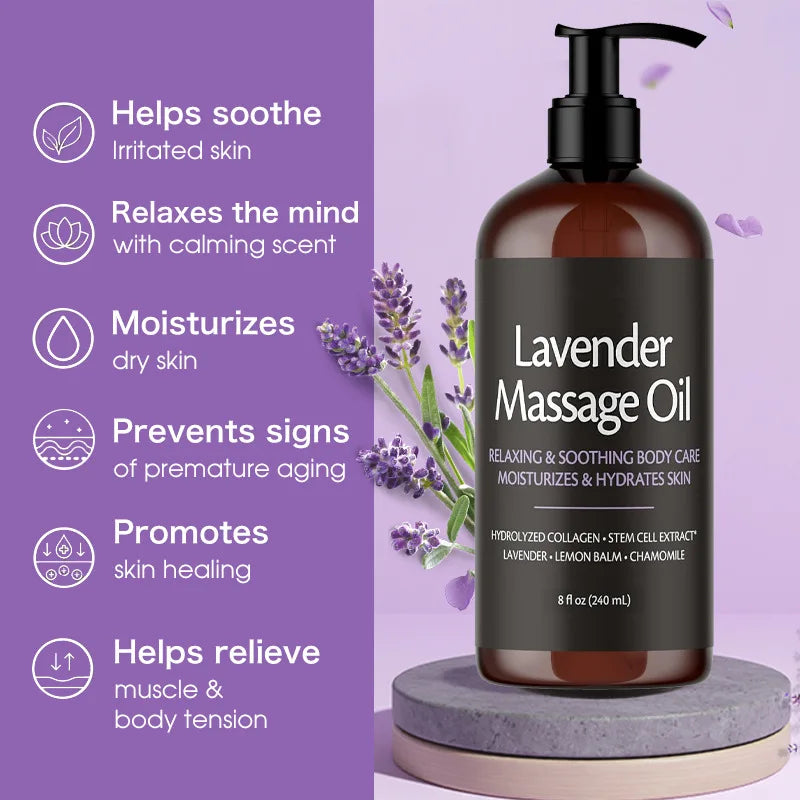 Skin Firming Body Massage Oil 240ml Natural Aromatherapy Relaxing Soothing Skin Care Essential Oil for Body Massage