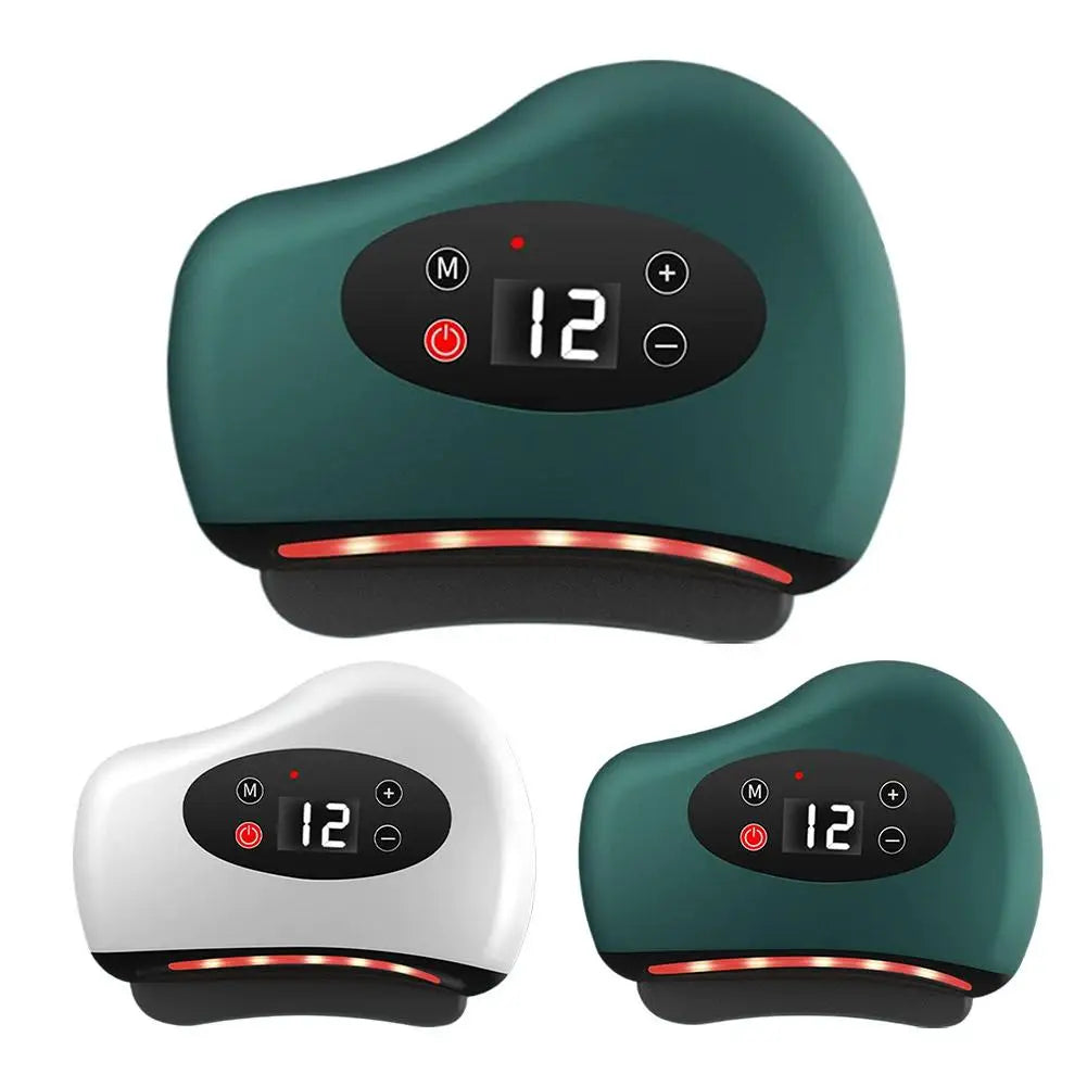 Massageador elétrico guasha, compressa quente, massageador de olhos, pedra, aquecimento, vibração, raspagem, pescoço, rosto, lev
