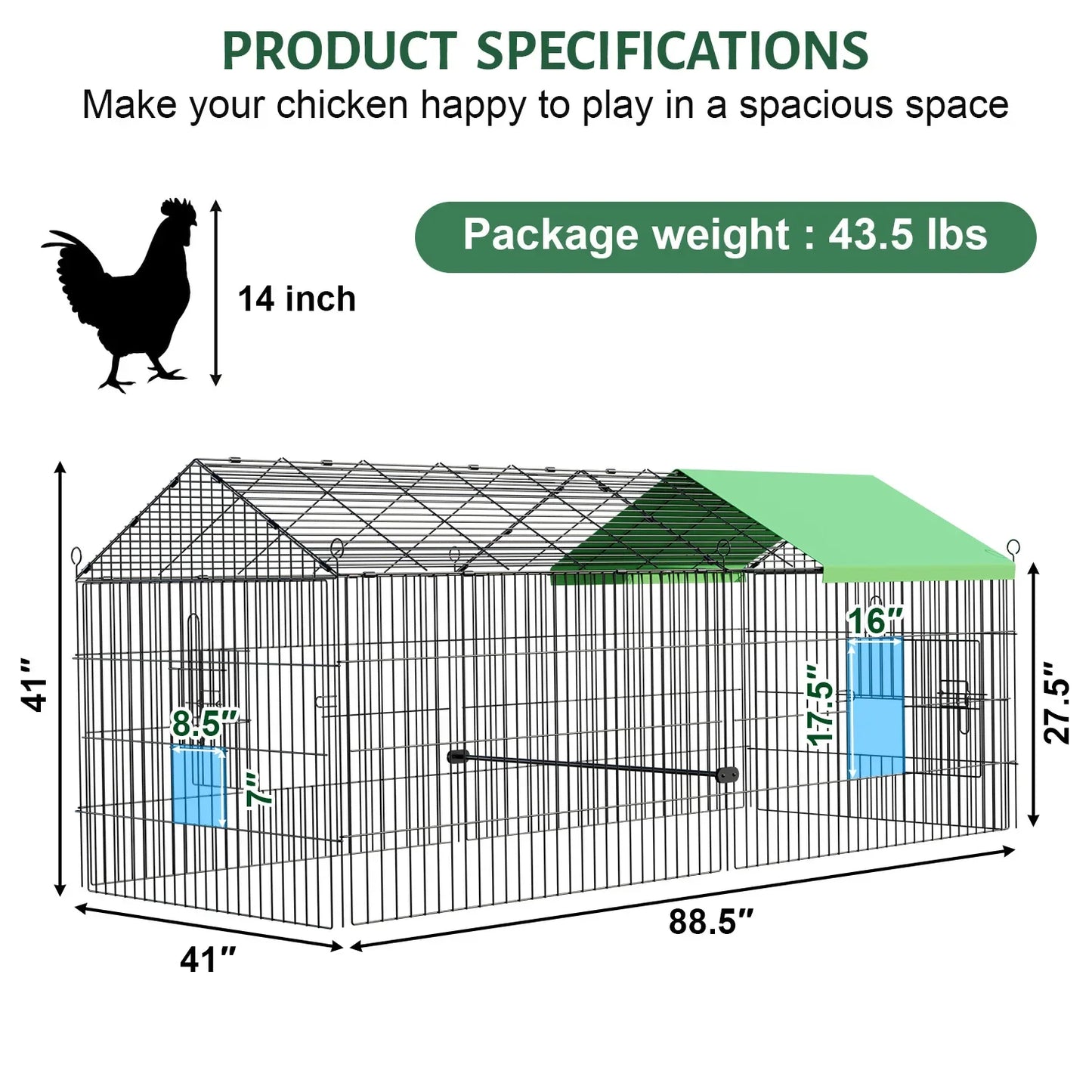 Foldable and Detachable Outdoor Poultry Cages Multifunctional Farm Animal Supplies Large Chicken Coop Walk-in Poultry Run
