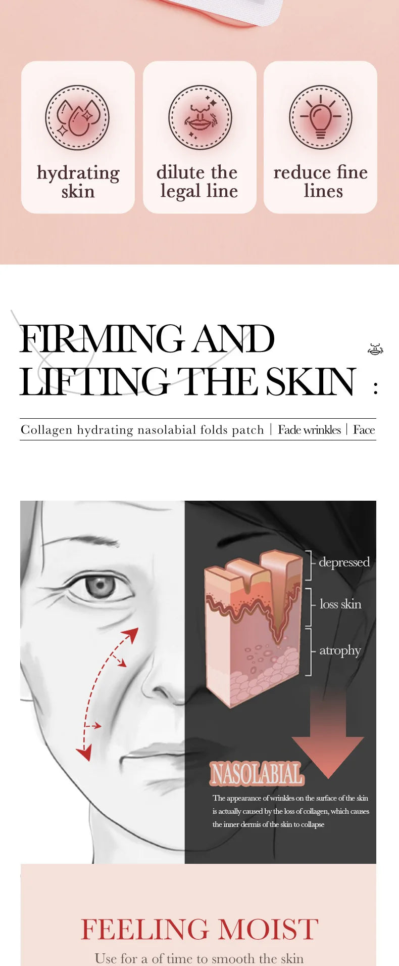 Firming Fine Lines Hydrocrystaline Patch Lifting Sagging Facial Skin Deep Nourishing Facial Mask Korean Facial Care Product