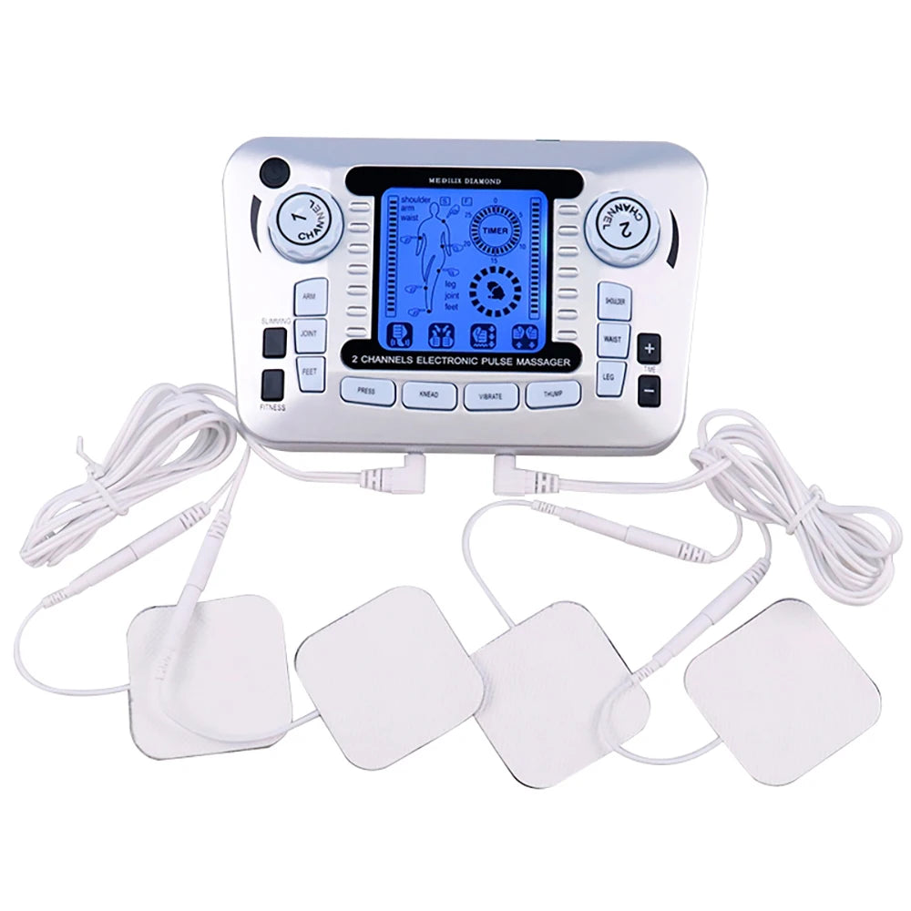 12 Modes EMS TENS Electric Pulse Meridian Therapy Massager Acupuncture Physiotherapy Muscle Stimulator Body Relax Health Care