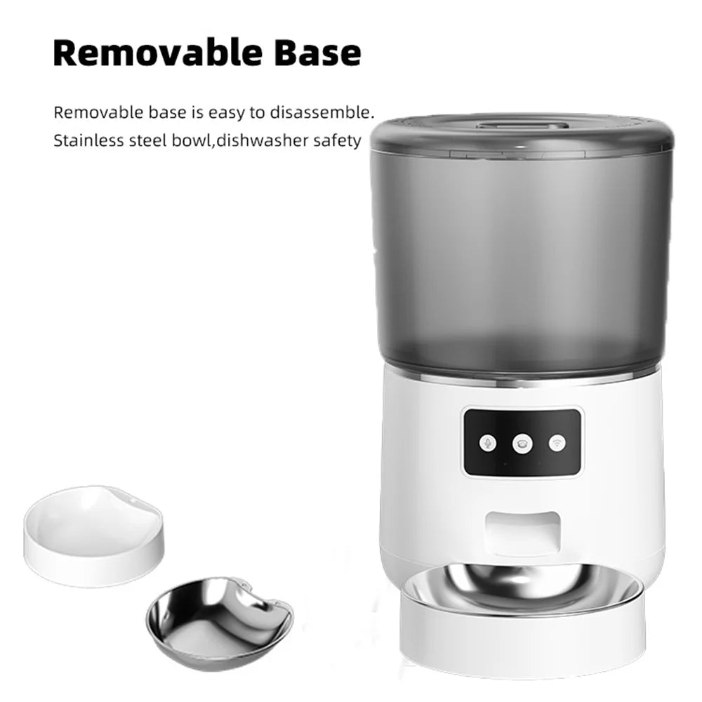 Automatic Cat Feeders, 4L Timed Cat Dry Food Dispenser, Dual Power Supply, Programmable Portion Control, Auto Pet Feeder