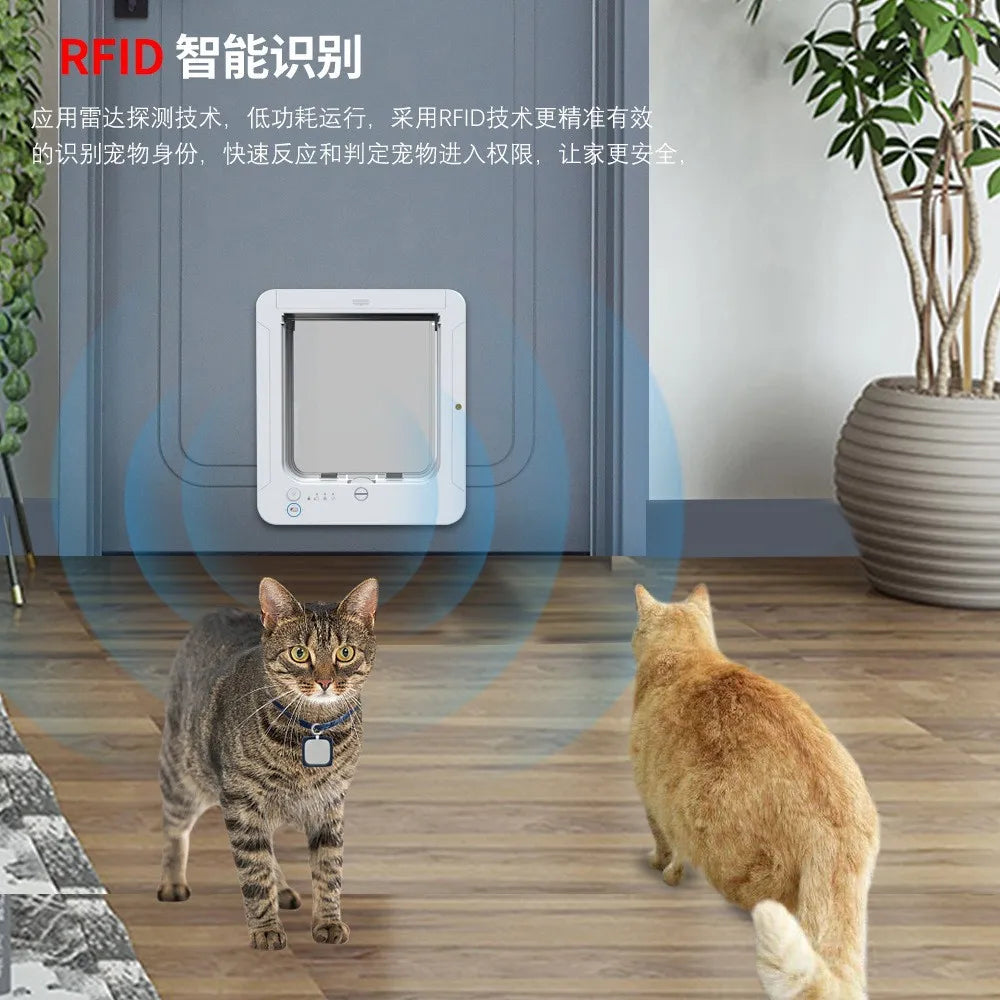 Smart Silent Electric Pet Door for Cats and Dogs Free Passage with Chip Recognition Suitable for Glass, Iron, and Wooden Doors Dureve