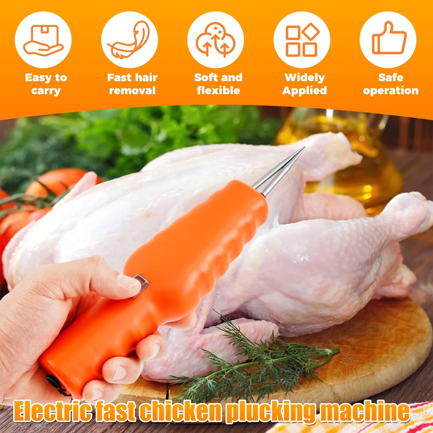 Poultry Electric Feather Plucker Automatic Quick Hair Plucking Chicken Duck Goose Hair Waterproof Handheld Remove Tools