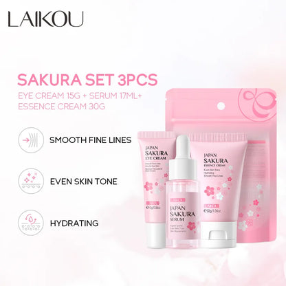 LAIKOU Sakura Skin Care Sets Facial Cleanser Face Cream Serum Toner Moisturizing Brightening Anti Wrinkles Skin Care Kit