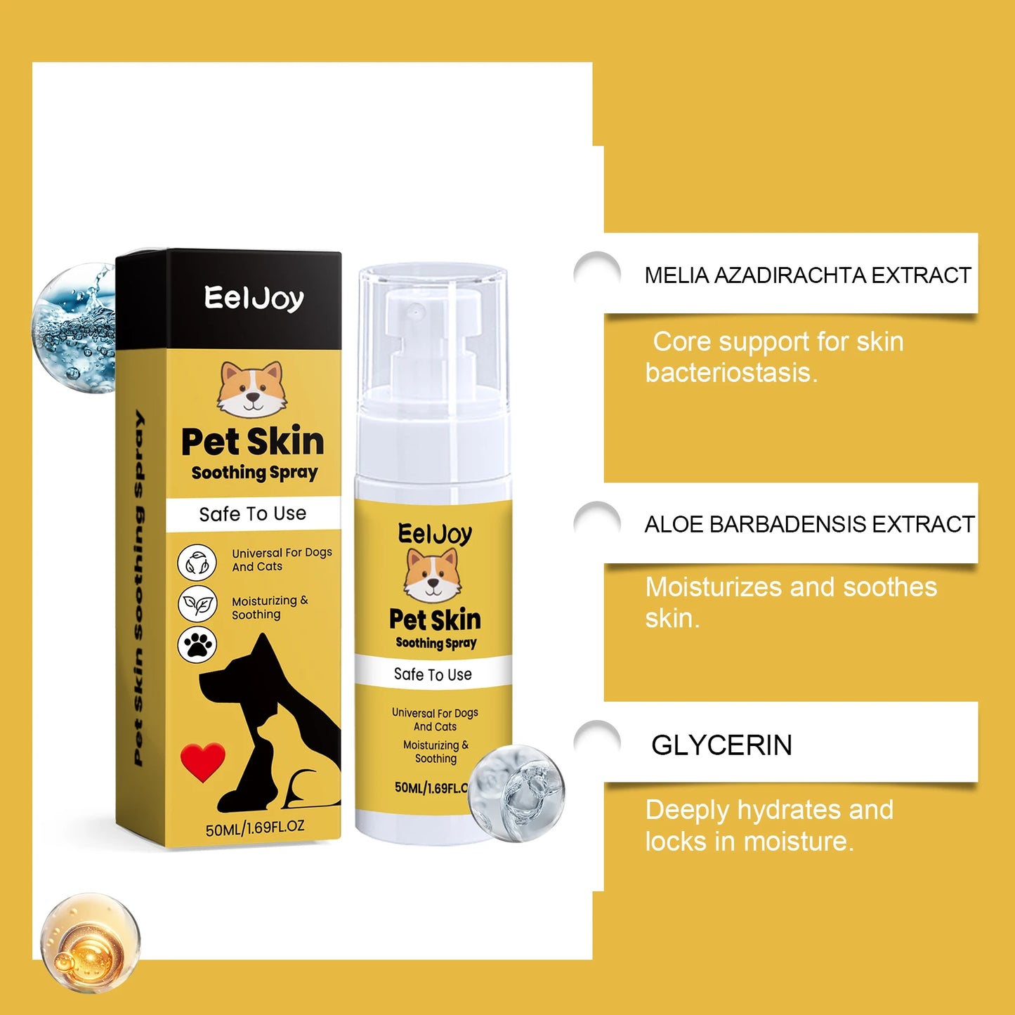 Pet Skin Care Spray - Gentle Cleaning and Care for Cat and Dog Skin, Specially Designed Pet Care Spray