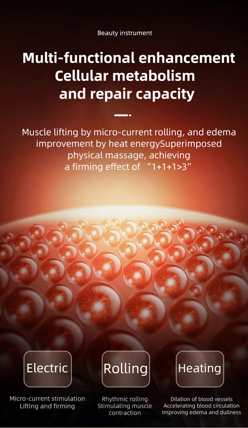 2026 Latest Facial Rolling Massager Device Heated Roller Firming Face EMS 360 Rotating Wrinkle Remover Improve Facial Depression