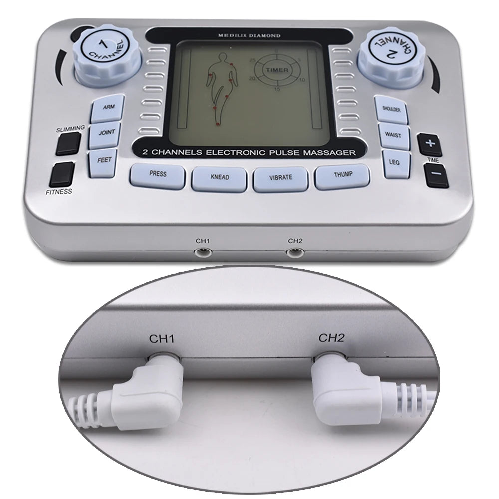 12 Modes EMS TENS Electric Pulse Meridian Therapy Massager Acupuncture Physiotherapy Muscle Stimulator Body Relax Health Care