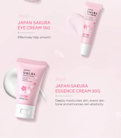 LAIKOU Sakura Skin Care Sets Facial Cleanser Face Cream Serum Toner Moisturizing Brightening Anti Wrinkles Skin Care Kit