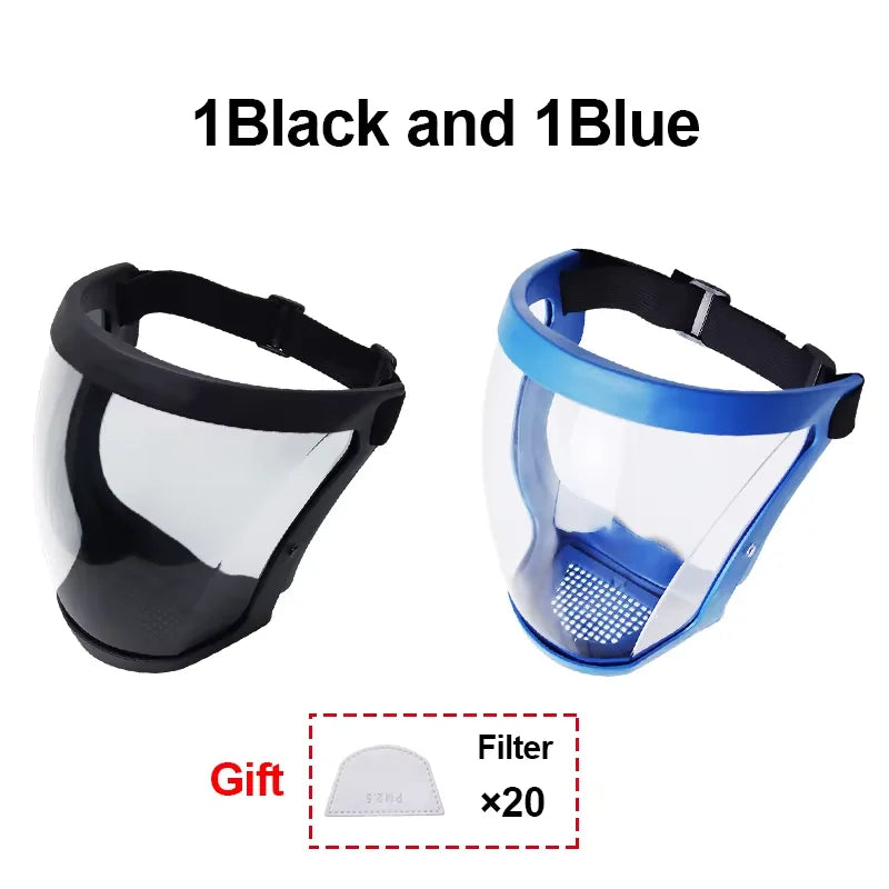 Anti-Fog Full Face Shield With Filters Kitchen Oil-Splash Face Mask Work Protection Mask Safety Glasses Protective Cover Mask