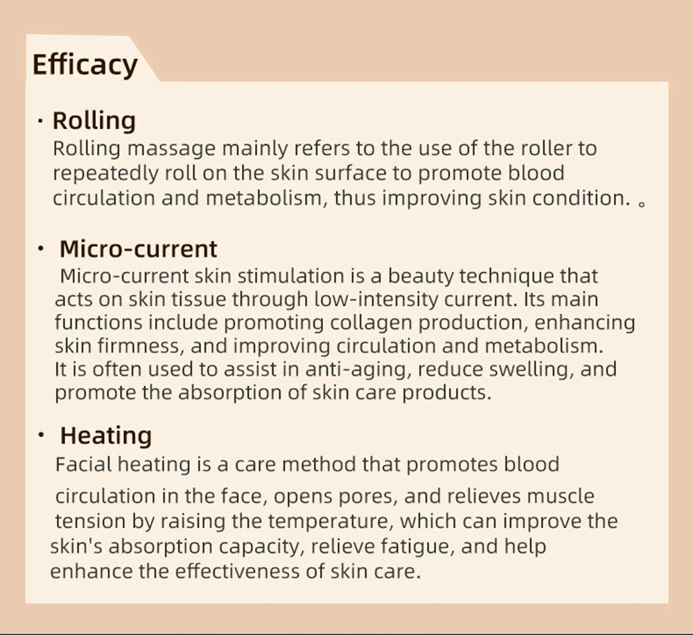 2026 Latest Facial Rolling Massager Device Heated Roller Firming Face EMS 360 Rotating Wrinkle Remover Improve Facial Depression