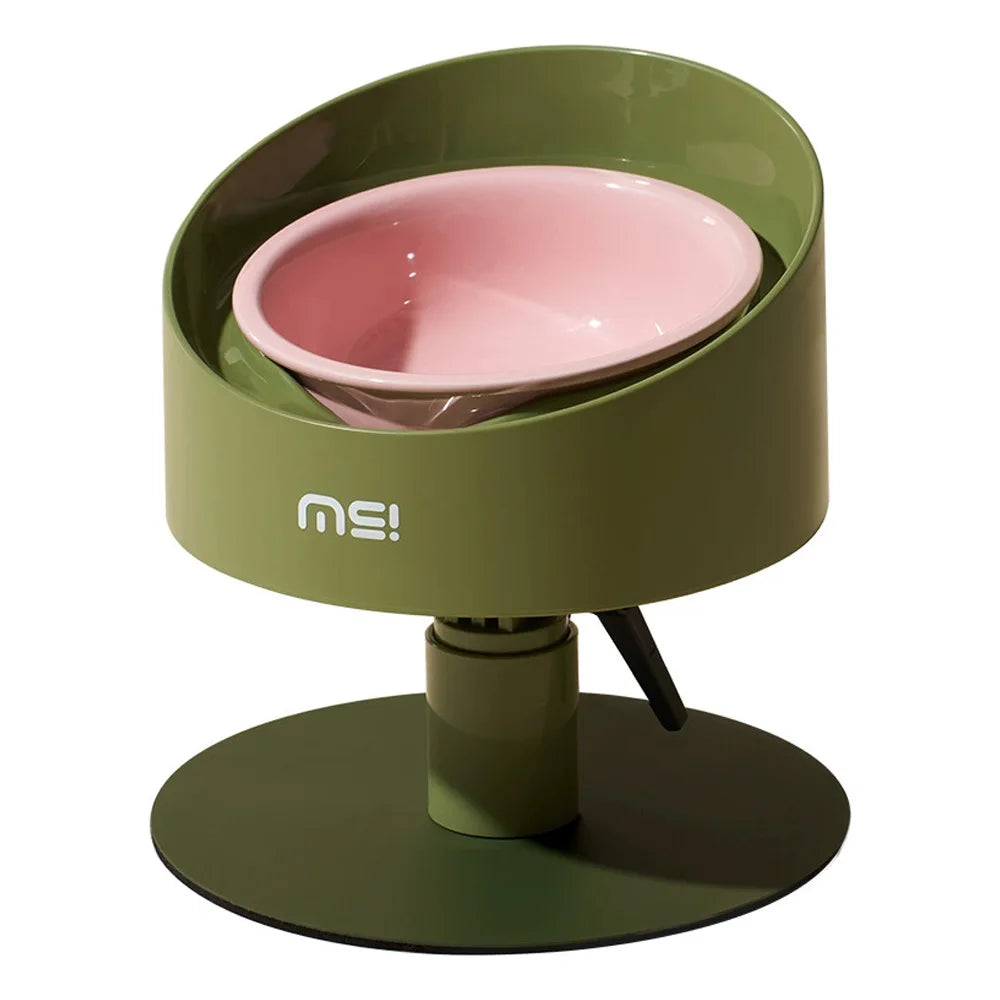 Ceramic Cat Food Water Bowl Flower Shaped Adjustable Anti-Vomiting Cat Bowl Non-Slip Neck Protection Pet Feeding Supplies