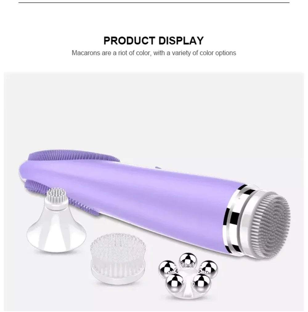 Multifunction Warm Facial 4 in 1Cleaning Brush Electric Face Washing Instrument 56℃ Face Massager Eye Face Cleaning Anti-Aging