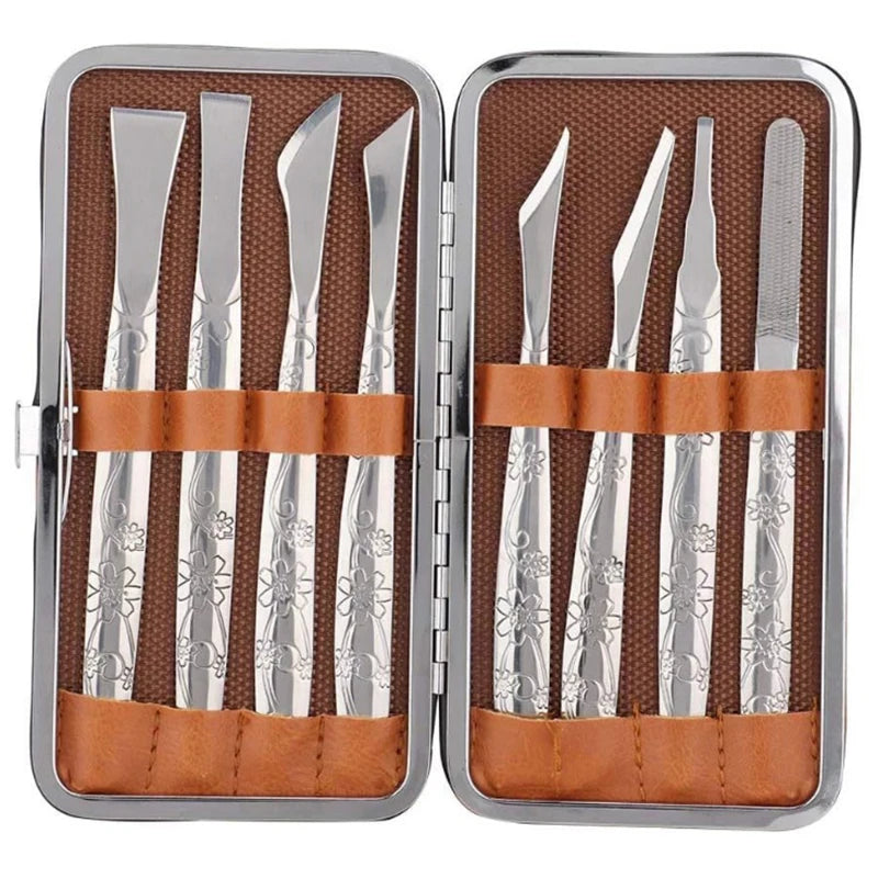 〔E〕Professional Pedicure Tools Set Manicure Kit Stainless Steel Toe Pedicure Knife Nail Clipper Feet Scraper Dead Skin Remover