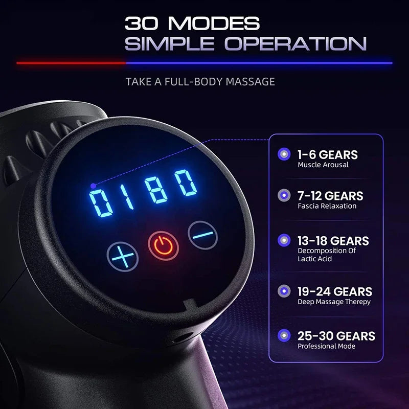 Fascia Gun Professional Fascia Gun Muscle Massager LCD Intelligent Variable Speed Vibration Electric Fascia Gun