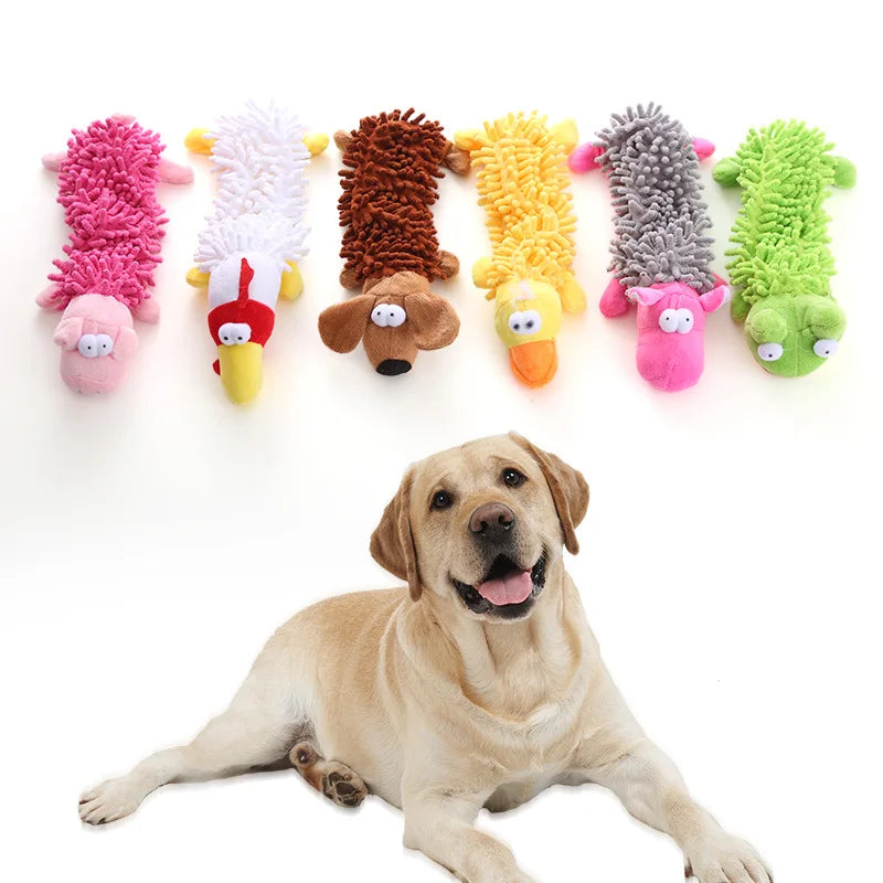 Pet Dog Plush Sound Toy Cute Frog Hippo Shape Mop Fur Shell Design Durable Teeth Grinding Chew Toys for Puppy Small Dogs Dureve