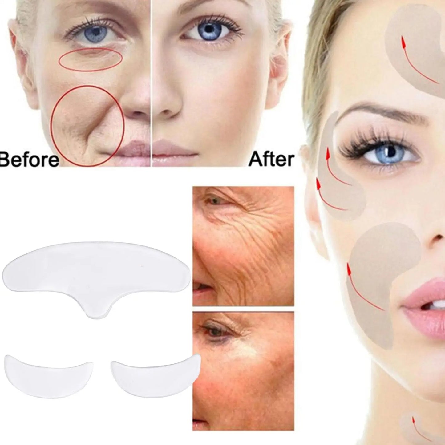 HOMEFISH Anti-Aging Forehead & Eye Care Kit - Wrinkle-Reducing Gel Patches, Forehead Line Remover & Firming Lift Masks