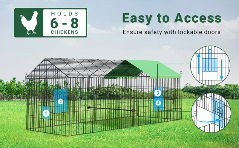Foldable and Detachable Outdoor Poultry Cages Multifunctional Farm Animal Supplies Large Chicken Coop Walk-in Poultry Run