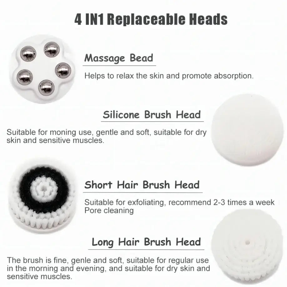Waterproof IPX7 Electric Facial Cleansing Brush Electric Deep Cleaning Removal Blackhead Pore Exfoliator Face Massager Device