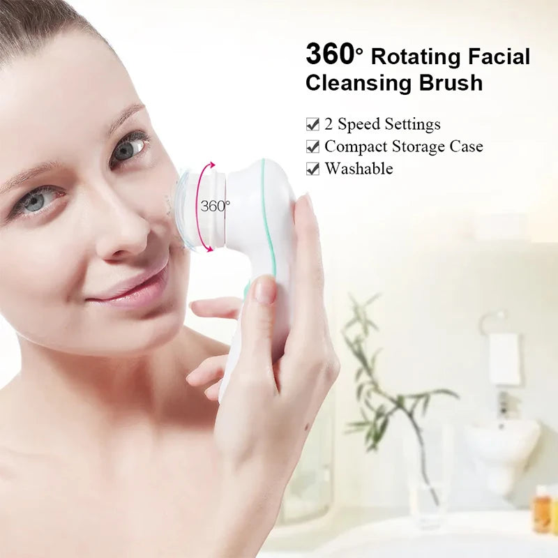4 IN 1 Face Cleansing Brush Electric Facial Cleaner Wash Machine Spa Skin Care Massager Blackhead Cleaning Facial Cleanser Tools