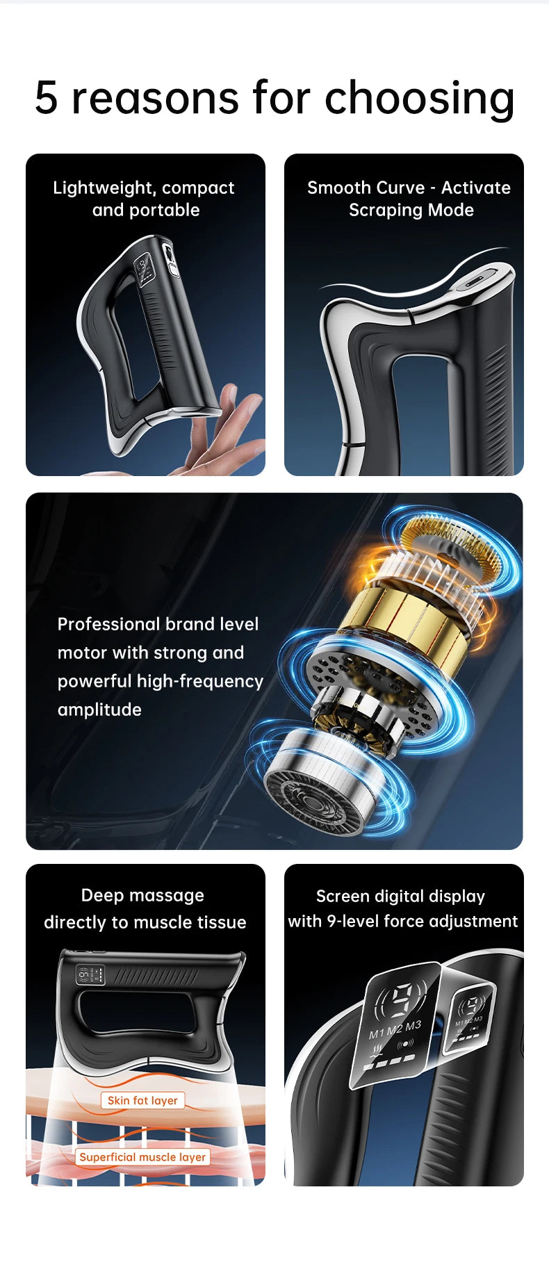 EMS Electric Fascia Scraper Micro Current Compression Muscle Vibration Relaxation Massager Body Lifting Scraper Massage Knife