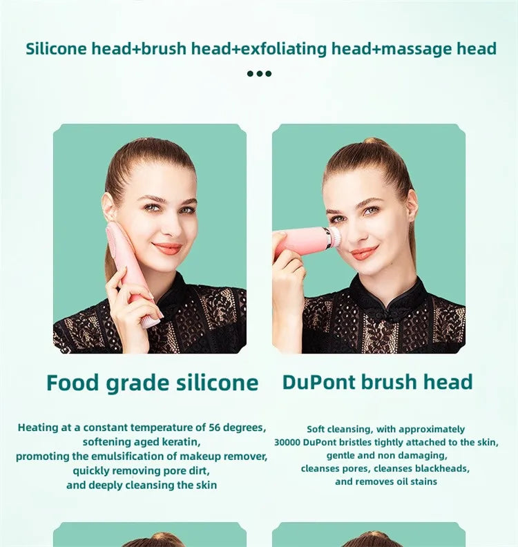 Wholesale 4 In 1 Logo Waterproof Pore Deep Cleaning Machine Soft Silicones Facials Cleansers Brush Electrics
