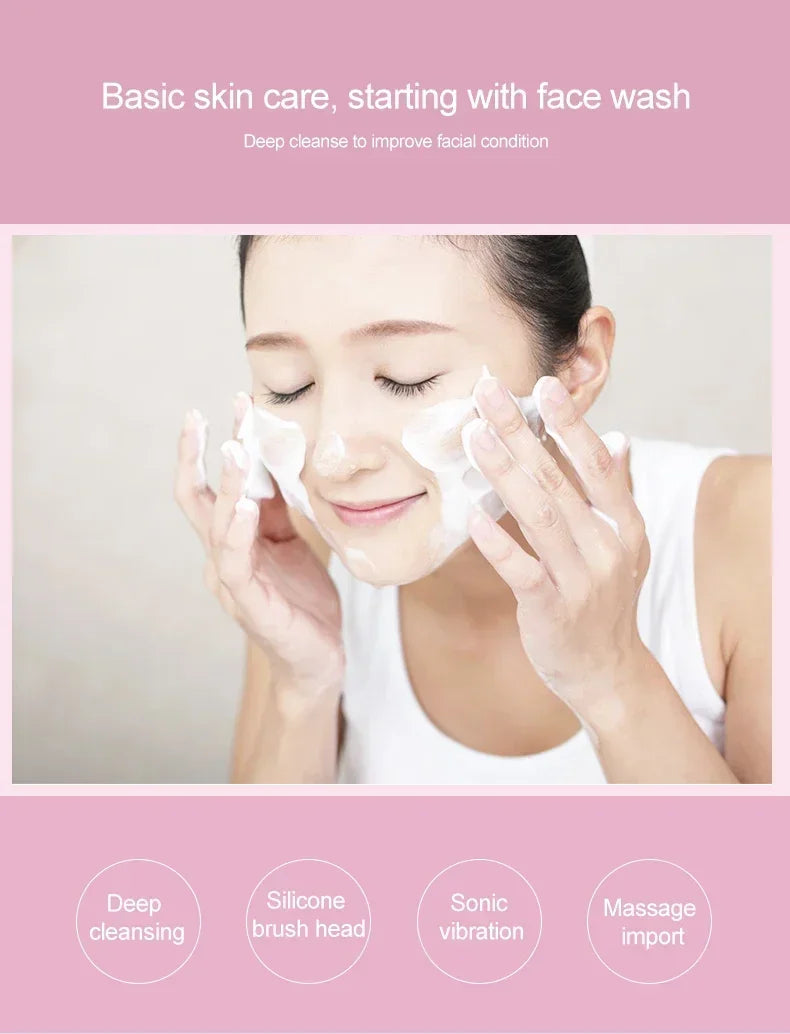 Electric Face Cleanser Facial Cleansing Brush Silicone Ultrasonic Vibration Deep Pores Blackhead Cleaning Washing Skin Massager
