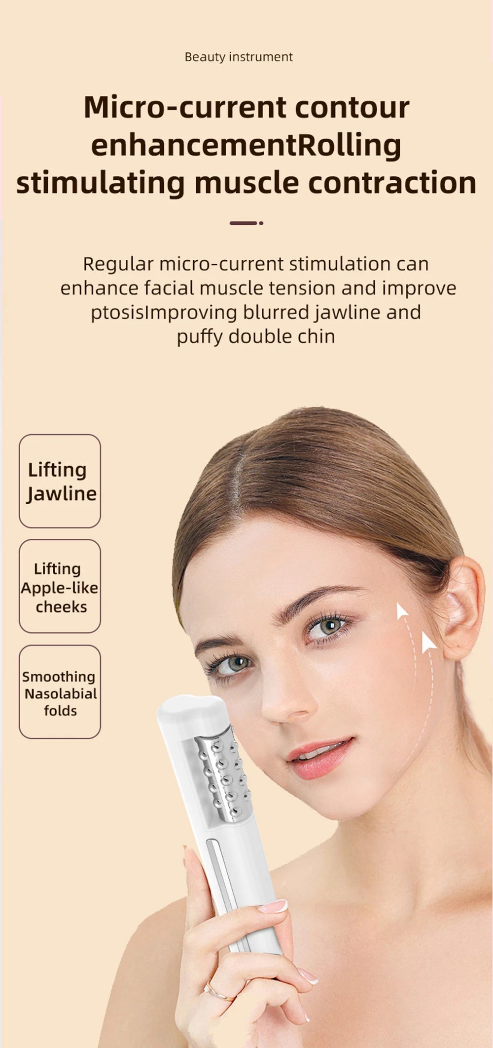 2026 Latest Facial Rolling Massager Device Heated Roller Firming Face EMS 360 Rotating Wrinkle Remover Improve Facial Depression