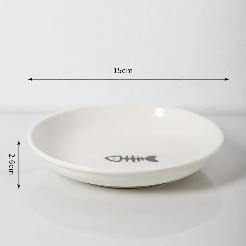 Pet Ceramic Bowl, High Footed Ceramic Cat Food Bowl, Snack Bowl, Anti Overturning Indoor & Outdoor Feeding Drinking Accessories