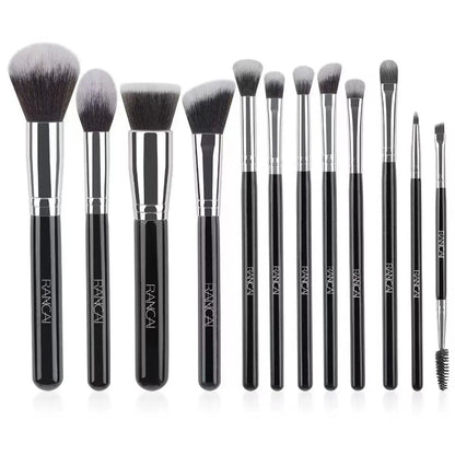 12 brown PU bags, makeup brush sets, soft loose powder, foundation brush,eyeshadow brush, beauty tools. makeup brush set make up