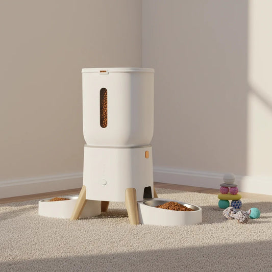 5L Pet Intelligent Feeder - App-controlled Remote Feeding Machine - Dual-bowl Automatic Feeder for Cats and Dogs Dureve