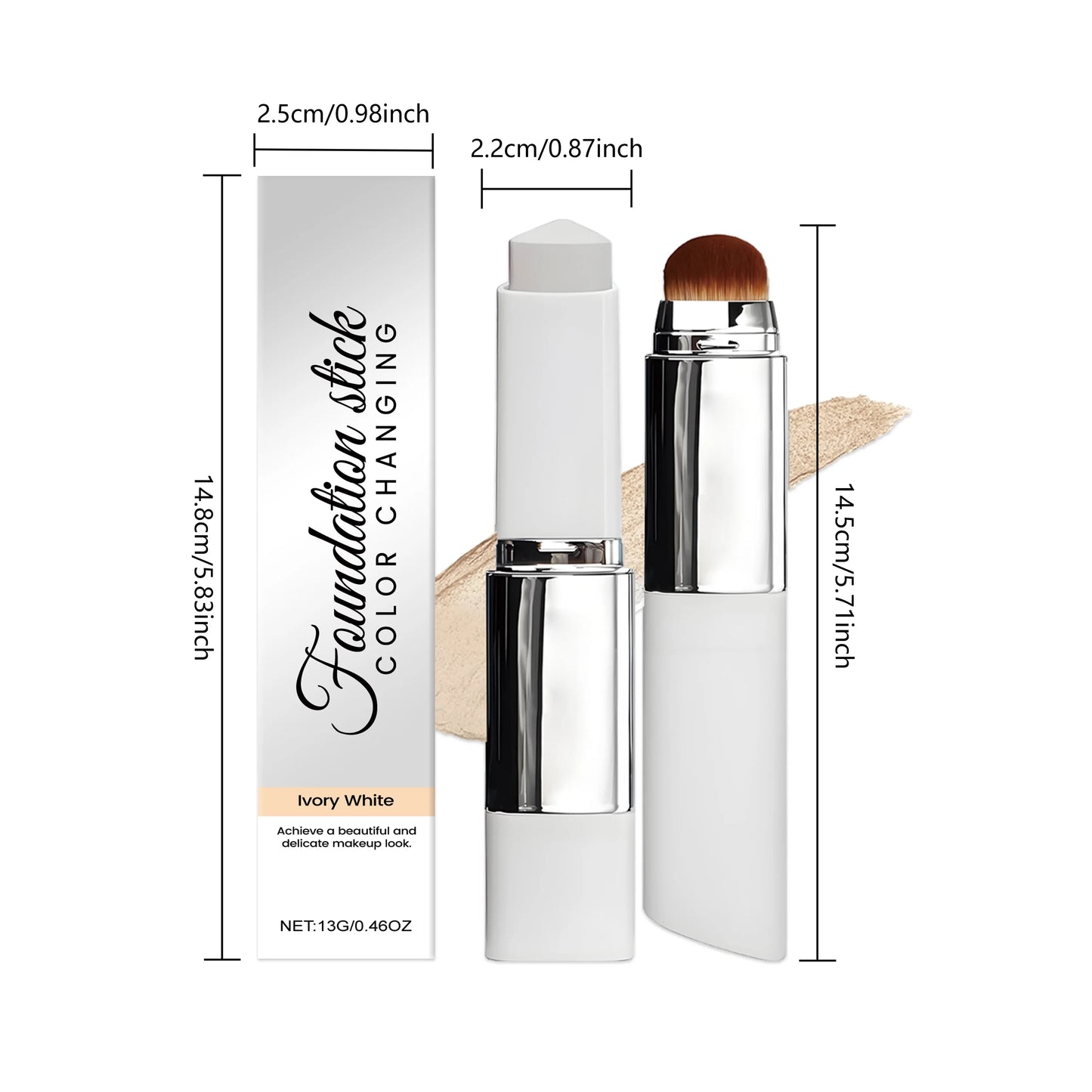 Foundation Make-Up Stick Double Head with Brush 3 Colors Lightweight Moisturizing Brighten Matte Concealer 2IN1 Foundation Stick