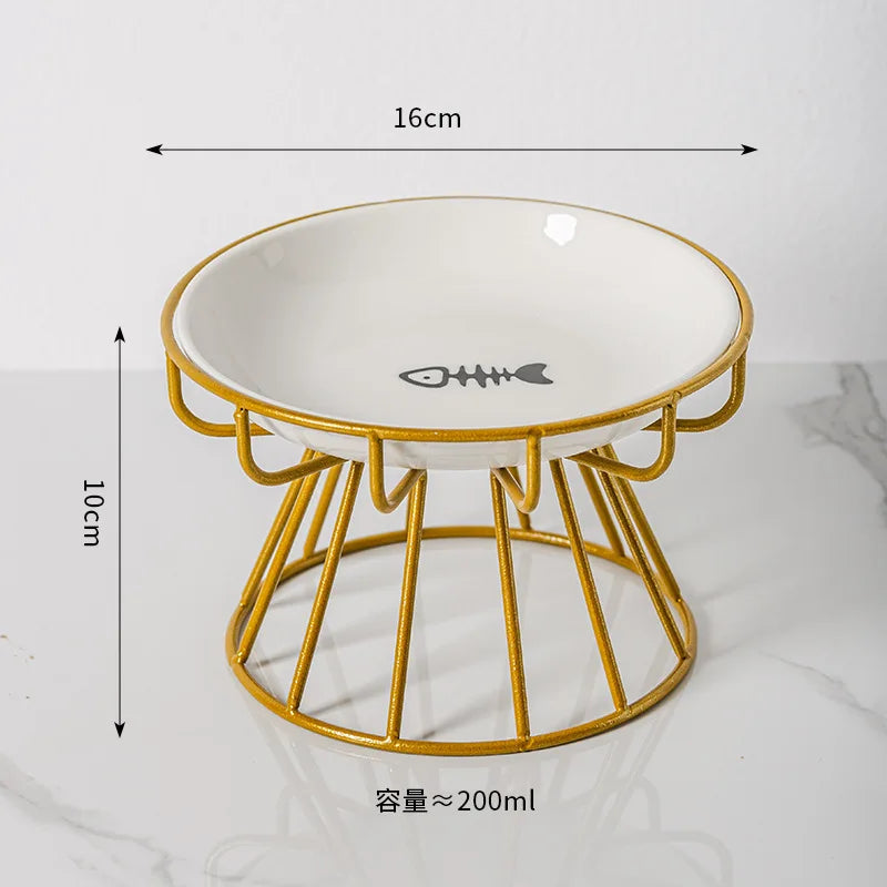 Pet Ceramic Bowl, High Footed Ceramic Cat Food Bowl, Snack Bowl, Anti Overturning Indoor & Outdoor Feeding Drinking Accessories