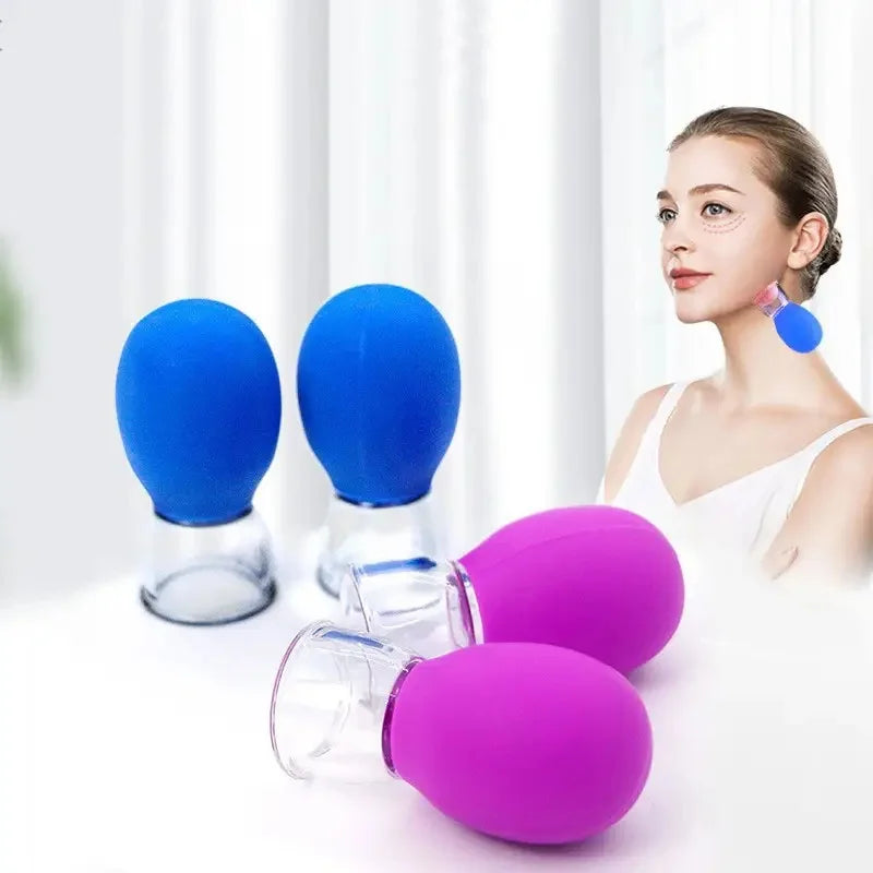 Facial Lifting Massage Cup: Vacuum Suction for Firming Chin & Smile Lines, Portable, No Electricity Needed, Beige