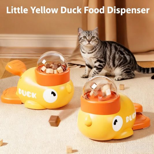 Dog, Cat, Pet Feeder Yellow Duck-Shaped Cat Food Dispenser Training Dog Toy Puzzle Dog Entertainment Toy Cat Toy